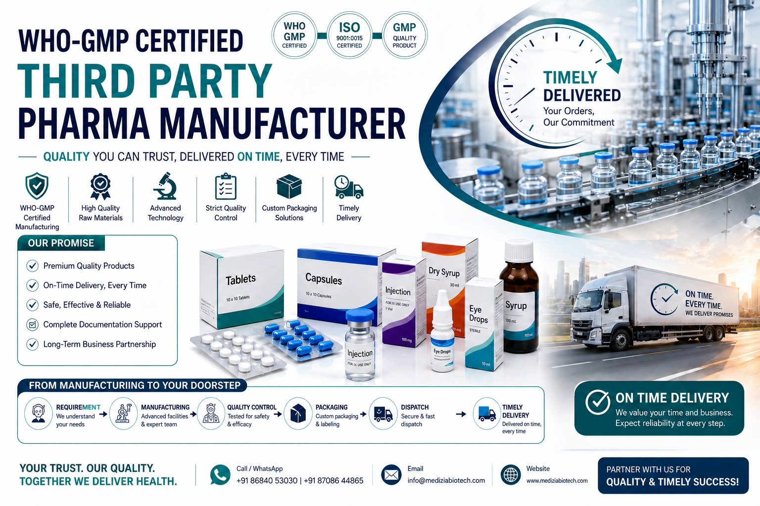 WHO-GMP certified third party pharma manufacturer timely delivery