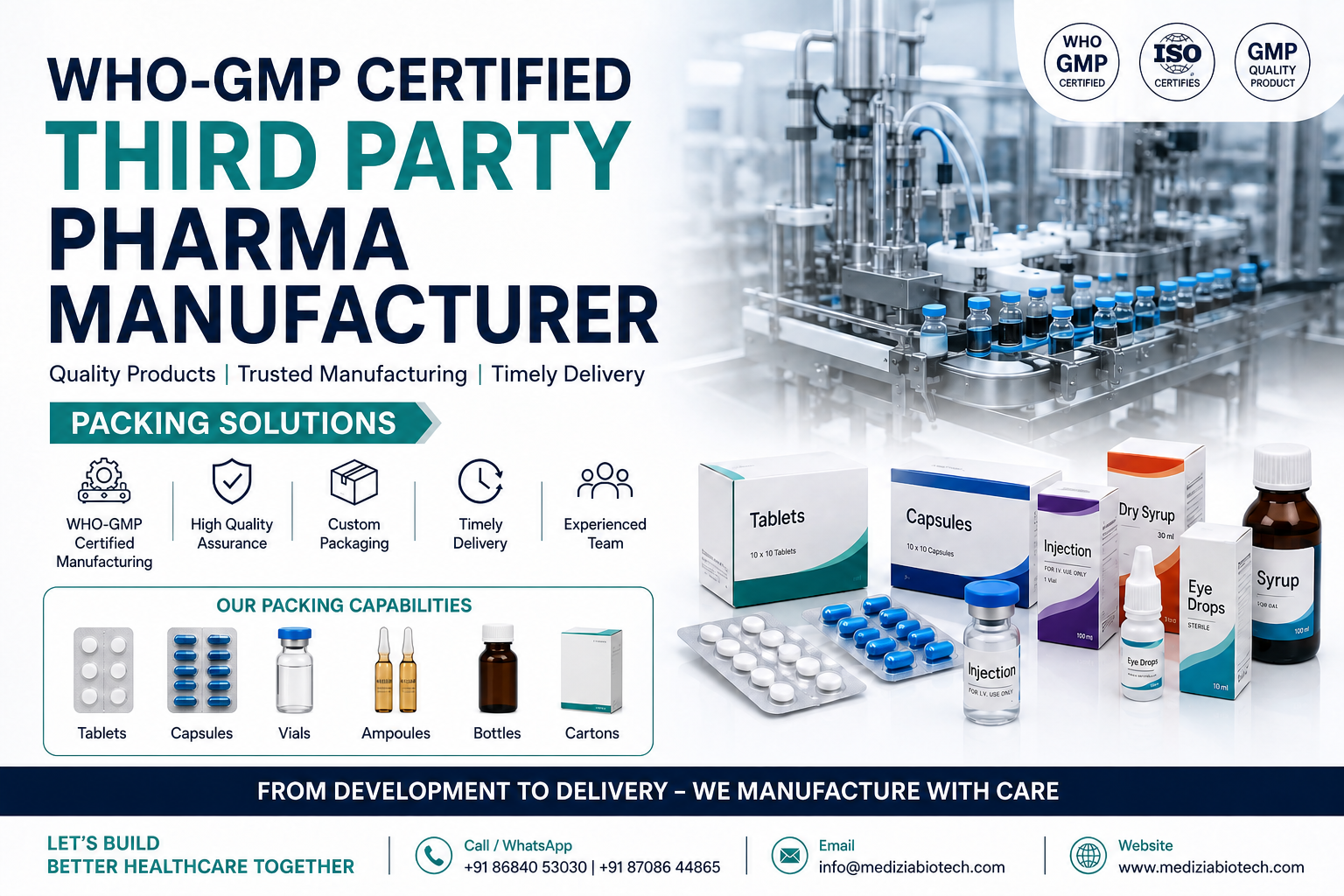 WHO-GMP certified third party pharma manufacturer packing solutions